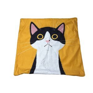 Tuxedo Cat Yellow Pillow Cover Pillowcase 2D (NOT Embroidered) 18 In X 18 In